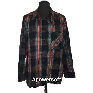 Black Plaid Flannel Shirt (0323)